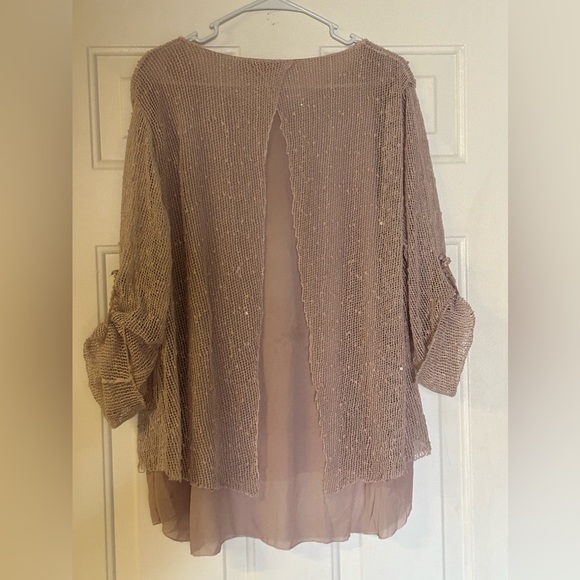 Simply Couture Women’s 3/4 Sleeve Blush Color Layered Blouse 1X‎ - Picture 10 of 13